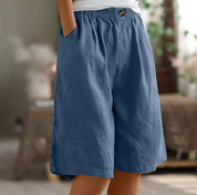Rosette Ashmere | Olive Green Linen Comfort Shorts