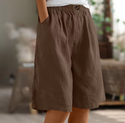 Rosette Ashmere | Olive Green Linen Comfort Shorts
