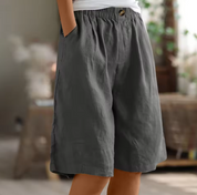Rosette Ashmere | Olive Green Linen Comfort Shorts