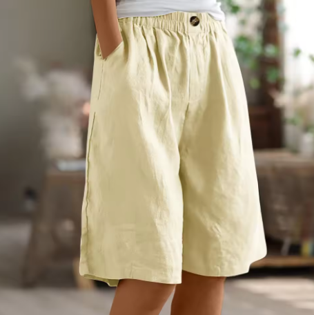 Rosette Ashmere | Olive Green Linen Comfort Shorts