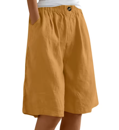 Rosette Ashmere | Olive Green Linen Comfort Shorts