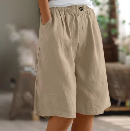 Rosette Ashmere | Olive Green Linen Comfort Shorts