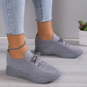 Lisette Bromwell | Black Knit Lace-Up Ortho Sneakers