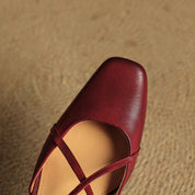 Seraphine Bellecourt | Red Leather Block Heel Slingback Sandals