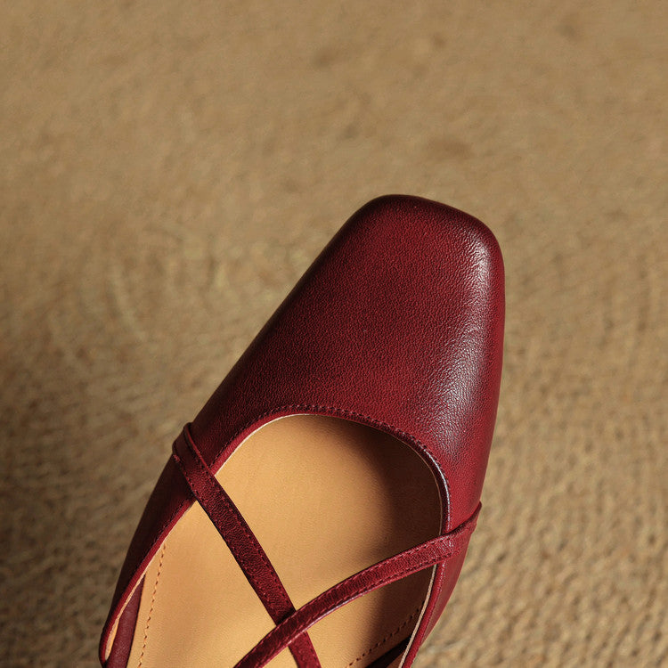 Seraphine Bellecourt | Red Leather Block Heel Slingback Sandals