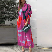Yvonne Castellano | Abstract Print Maxi Shirt Dress For Women