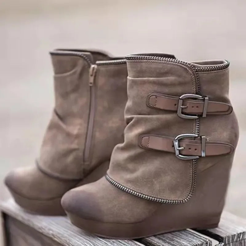 Isadora Venturi | Suede Wedge Ankle Boots For Women
