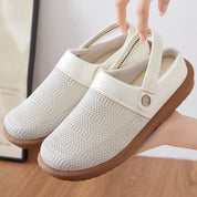 Dorinda Cavendish | Beige Mesh Slip-On Clogs with Heel Strap
