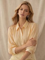 Lily Adams | Red & White Striped Puff Sleeve Shirt For Women