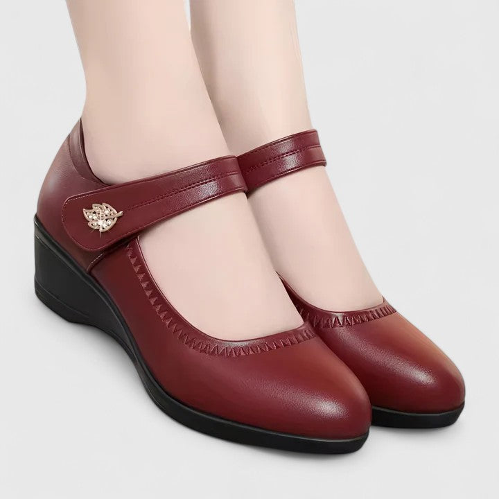 Emmeline Stratford | Cream Wedge Mary Jane Shoes