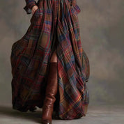 Isadora Pembridge | Tartan Plaid Maxi Shirt Dress with Belt