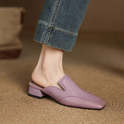 Henrietta Blackmoor | Purple Genuine Leather Square-Toe Mule