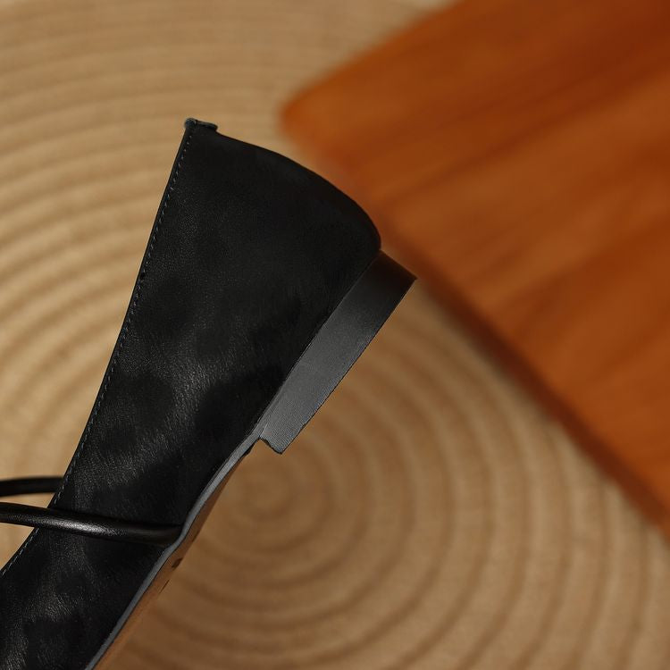 Odette Fairmont | Grey Leopard Pointed-Toe Leather Flats