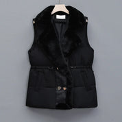 Margaux Elsinore | Faux Fur Collar Puffer Vest in Brown