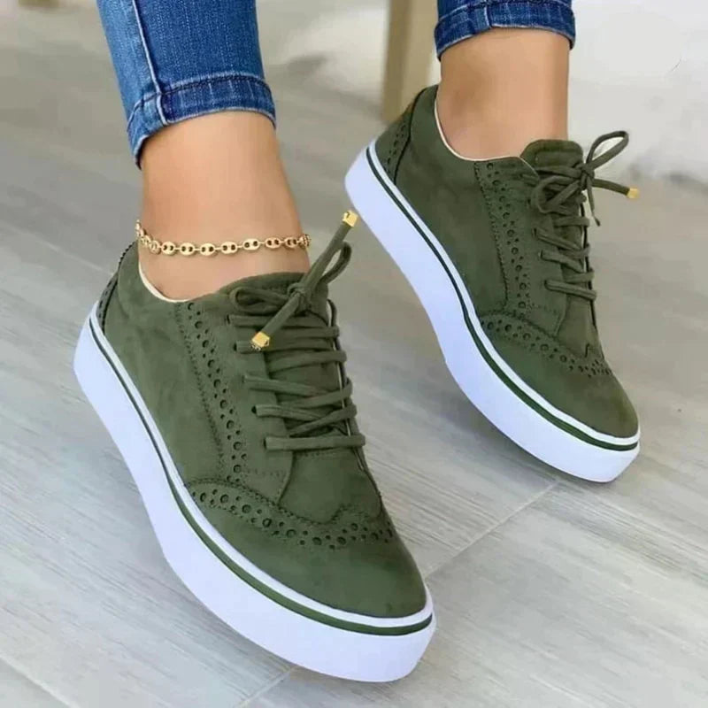 Claudia Wrenthorpe | Tan Platform Sneakers with Brogue Detail