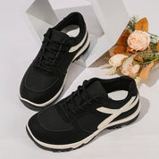 Florentine Ashdale | Leather Patchwork Platform Sneakers in Khaki