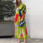 Yvonne Castellano | Abstract Print Maxi Shirt Dress For Women