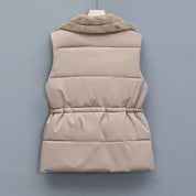 Margaux Elsinore | Faux Fur Collar Puffer Vest in Brown