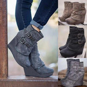 Isadora Venturi | Suede Wedge Ankle Boots For Women