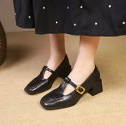 Colette Ravensdale | Brown Square Toe Mary Jane Block Heel
