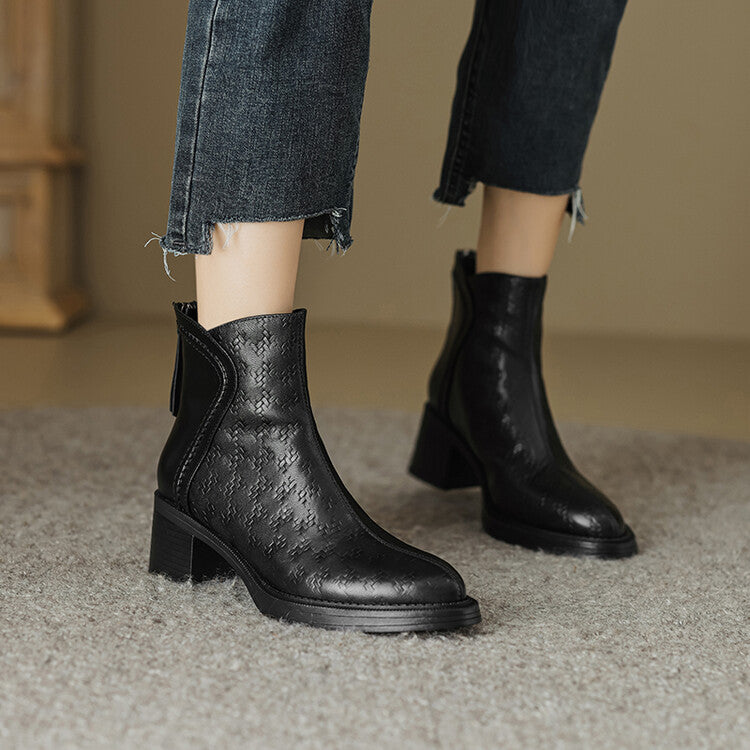 Isabelle Renford | Houndstooth Ankle Boots with Block Heel