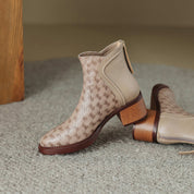 Isabelle Renford | Houndstooth Ankle Boots with Block Heel