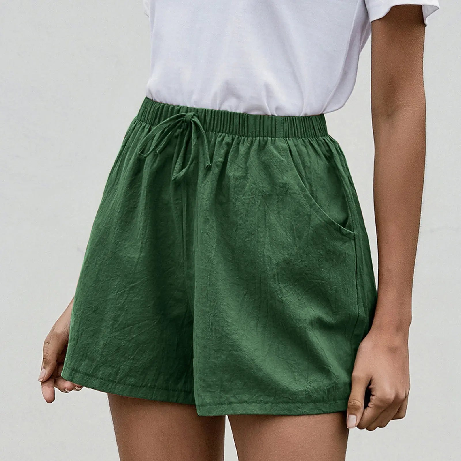 Pauline Vercourt | Bohemian Linen Shorts with Drawstring Waist