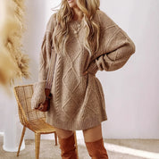 Anastasia Rivière | Cable Knit Midi Sweater Dress For Women