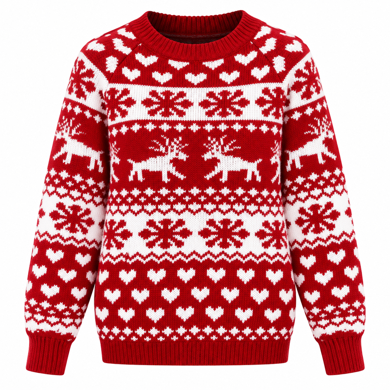 Sleigh Bell | Red Reindeer Fair Isle Christmas Sweater For Women