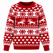 Sleigh Bell | Red Reindeer Fair Isle Christmas Sweater For Women