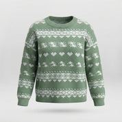 Snow Cheer | Green Heart Fair Isle Christmas Sweater For Women