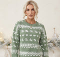 Snow Cheer | Green Heart Fair Isle Christmas Sweater For Women