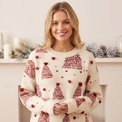 Snowy Eve | Red Tree Jacquard Christmas Sweater For Women