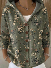 Valentina Cresswell | Multicolor Button Hooded Sweater For Women