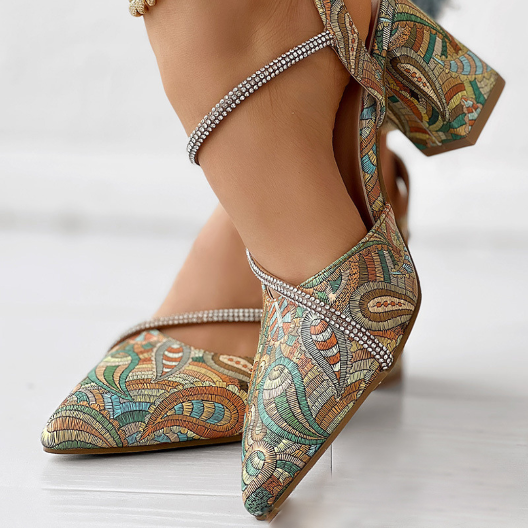 Liana Morveux | Abstract Print Block Heel Pumps For Women