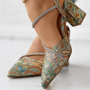 Liana Morveux | Abstract Print Block Heel Pumps For Women