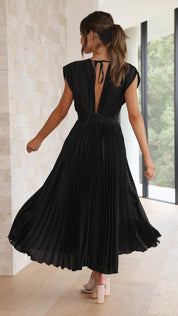 Serinda Vauclaire | Rose Pleated V-Neck Midi Dress