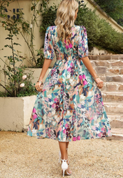 Lavinia Beaumont | Floral Midi V-Neck Dress