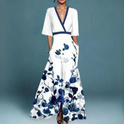 Giselle Vaumont | Floral Embroidered Maxi Dress in Sage Green
