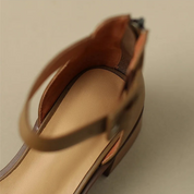 Emmeline Stanhope | Cream Block Heel Ankle Strap Sandals