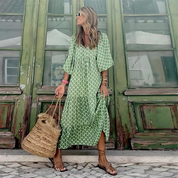 Claudine Roséval | Green Floral Print Maxi Dress