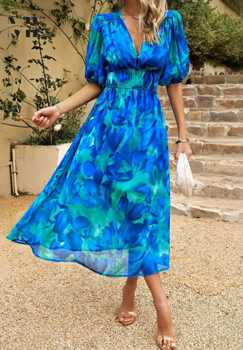 Lavinia Beaumont | Floral Midi V-Neck Dress