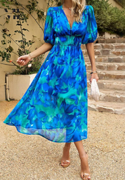 Lavinia Beaumont | Floral Midi V-Neck Dress