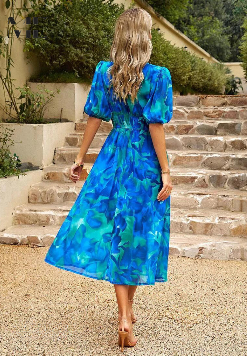 Lavinia Beaumont | Floral Midi V-Neck Dress