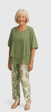 Constance Ellwood | Sage Green Floral Print Two-Piece Set