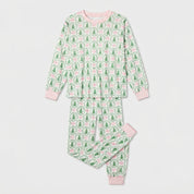 Winter Wren | White Green Wreath Print Christmas Pyjamas For Women