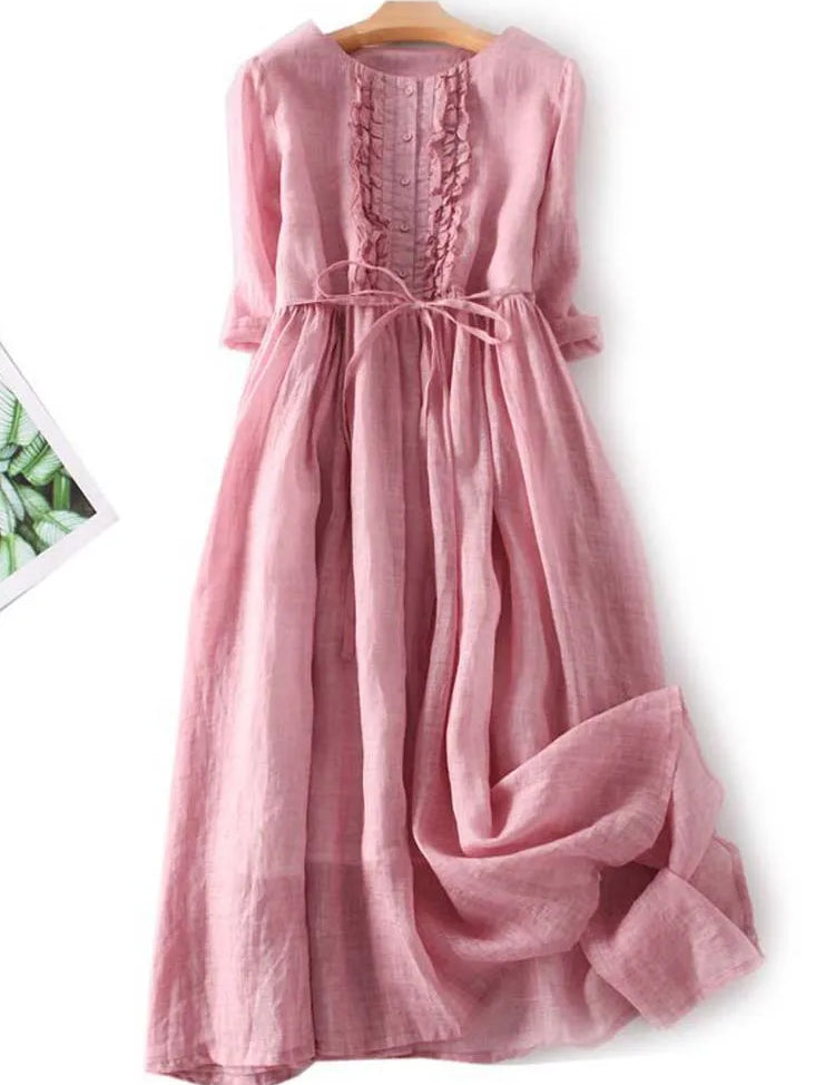 Seraphine Linden | Ruffle Front Maxi Dress For Women