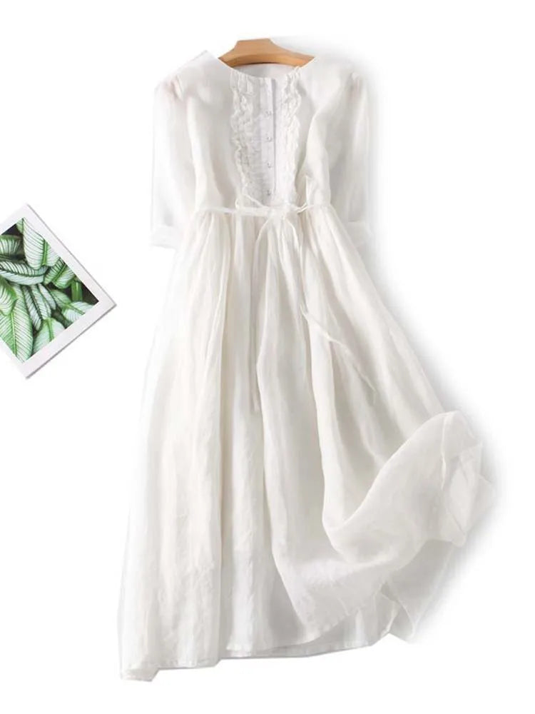 Seraphine Linden | Ruffle Front Maxi Dress For Women