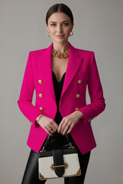Clarissa Beaumont | Black Double-Breasted Blazer with Gold-Tone Buttons