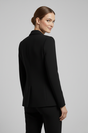 Clarissa Beaumont | Black Double-Breasted Blazer with Gold-Tone Buttons